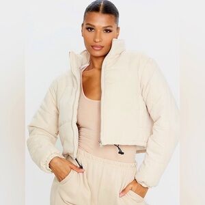 Pretty Little Thing Cream Super Cropped Peach Skin Puffer | 8